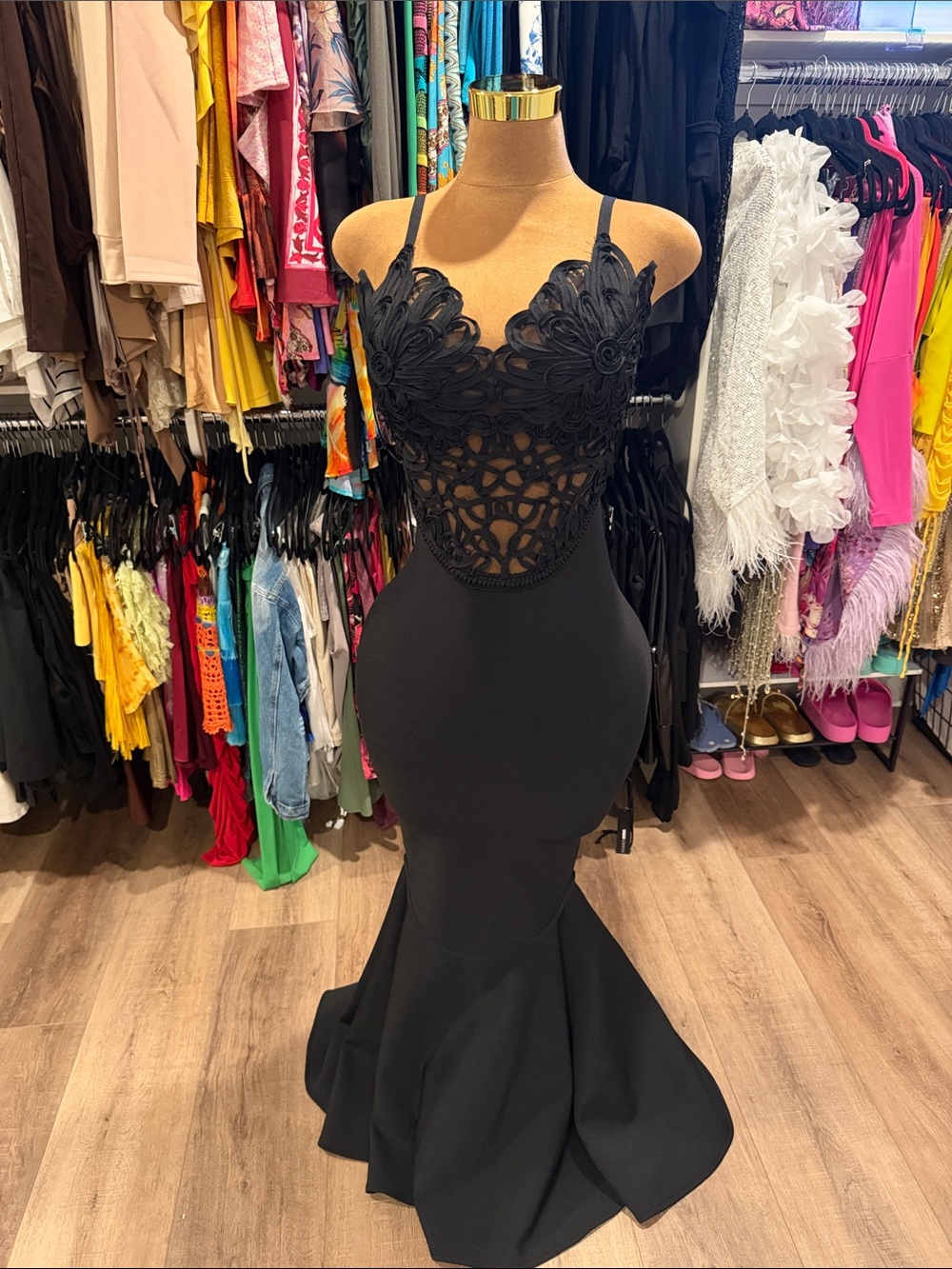 Fashion Nova Black Lace Mermaid Bandage Gown
